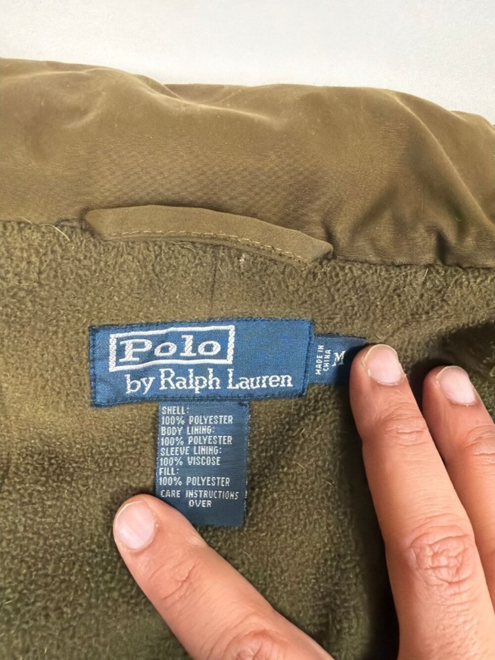 Polo Ralph Lauren Men Medium Olive Green Fleece Lined Full Zip Harrington Jacket - Picture 3 of 11